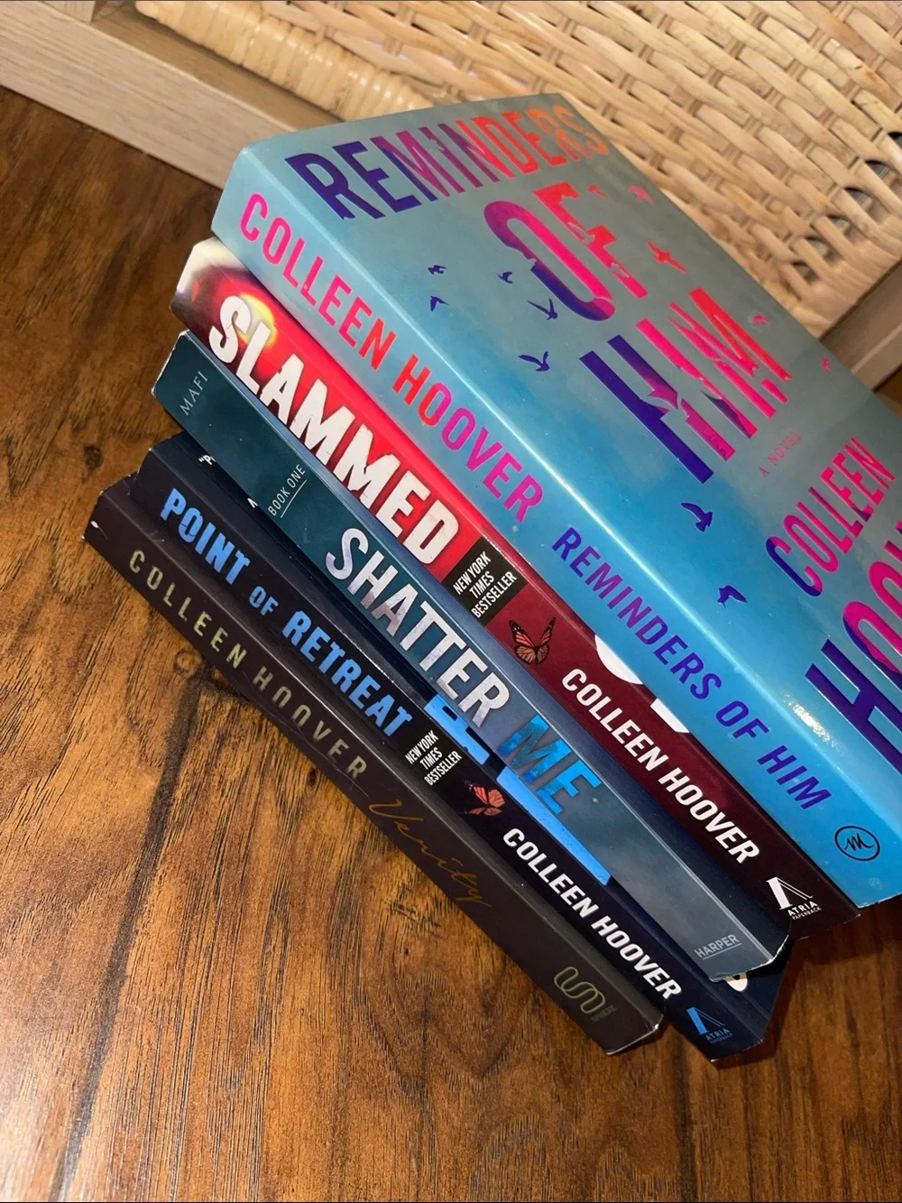 Colleen hoover Blue Gradient Book Stack - Reminders of Him and shatter me